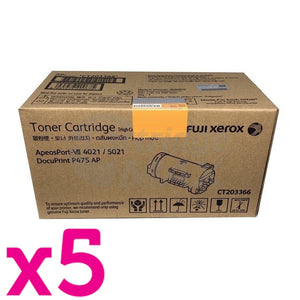 5 x Original Fuji Xerox ApeosPort-VII P5021, DocuPrint P475 AP Black High Yield Toner Cartridge (CT203366)