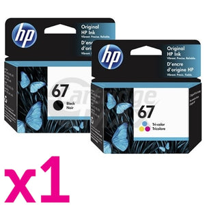 2 Pack HP 67 Original Inkjet Cartridges 3YM56AA + 3YM55AA [1BK,1CL]