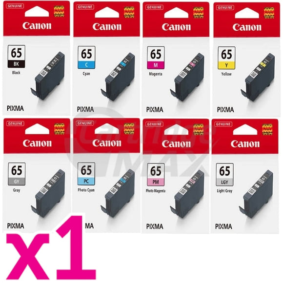 8 Pack Original Canon CLI-65 Ink Combo [1BK,1C,1M,1Y,1GY,1PC,1PM,1LGY]