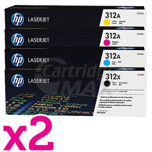 2 sets of 4 Pack HP CF380X-CF383A (312X/312A) Original High Yield Toner Cartridges [2BK,2C,2M,2Y]