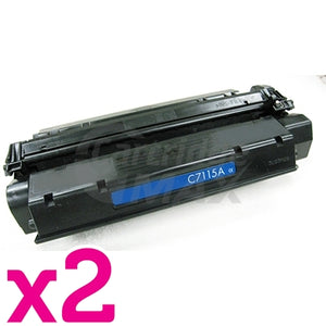 2 x HP C7115A (15A) Generic Black Toner Cartridge - 2,500 Pages