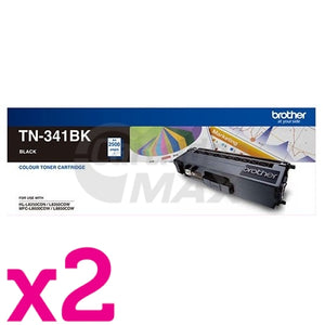 2 x Original Brother TN-341BK Black Toner Cartridge