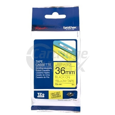 Brother TZe-S661 Original 36mm Black Text on Yellow Strong Adhesive Laminated Tape - 8 metres