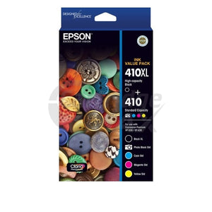 5 Pack Epson 410XL Black + Standard Colours (C13T339792) Original Inkjet Cartridges [1BK,1PBK,1C,1M,1Y]