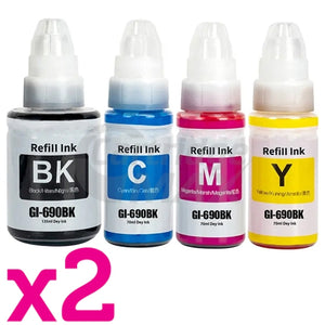 8-Pack Generic Canon GI690 Ink Bottles [2BK+2C+2M+2Y]