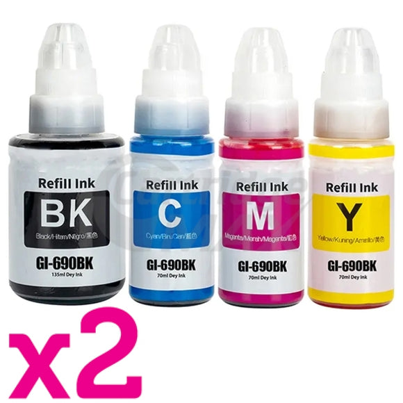 8-Pack Generic Canon GI690 Ink Bottles [2BK+2C+2M+2Y]