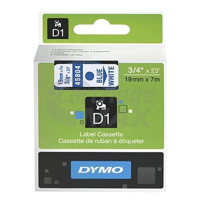 Dymo SD45804 / S0720840 Original 19mm Blue Text on White Label Cassette - 7 meters