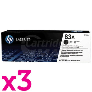 3 x HP CF283A (83A) Original Black Toner Cartridge - 1,500 Pages