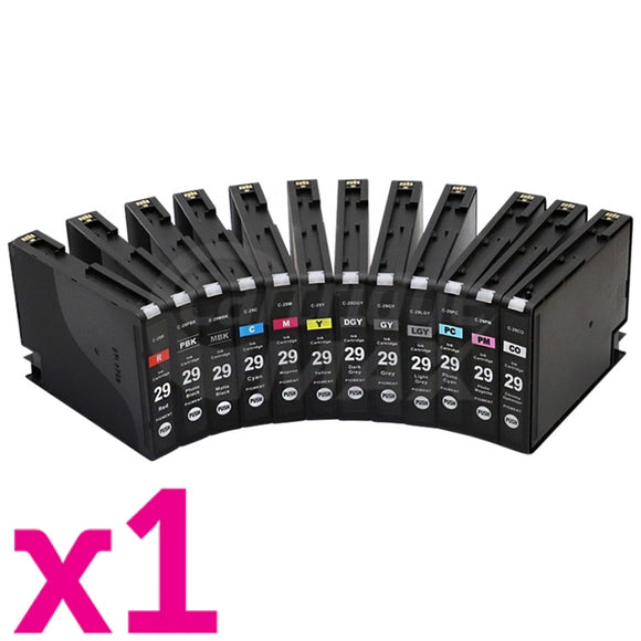 12 Pack Canon PGI-29 Generic Ink Cartridge Combo [1MBK,1PBK,1C,1M,1Y,1PC,1PM,1R,1GY,1LGY,1DGY,1CO]