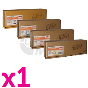 4 Pack OKI C532DN / MC573DN Original Toner Combo (46490612-46490609)