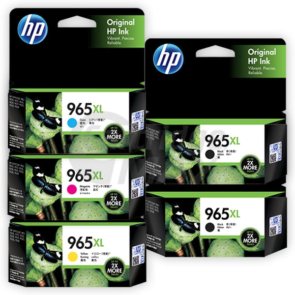 5 Pack HP 965XL Original High Yield Inkjet Cartridge Combo 3JA81AA - 3JA84AA [2BK,1C,1M,1Y]
