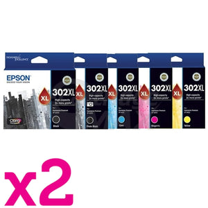 10 Pack Epson 302XL (C13T01X192,C13T01Y192-C13T01Y492) Original High Yield Ink Combo [2BK+2PBK+2C+2M+2Y]