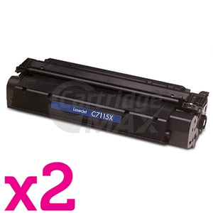 2 x HP C7115X (15X) Generic Black Toner Cartridge - 3,500 Pages