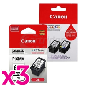 9-Pack Canon PG-645XL + (PG-645XL, CL-646XL - Twin Pack) Original High Yield Ink Cartridges [6BK, 3CL]