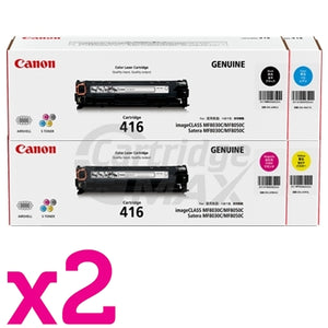 2 sets of 4 Pack Original Canon CART-416 Toner Cartridges [2BK,2C,2M,2Y]