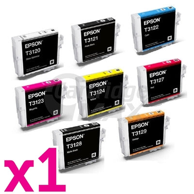 8-Pack Original Epson T3120-T3129 Ink Combo [GO+PBK+C+M+Y+R+MBK+O]