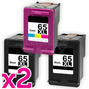 6 Pack HP 65XL Generic High Yield Ink Combo N9K04AA + N9K03AA [4BK,2CL]