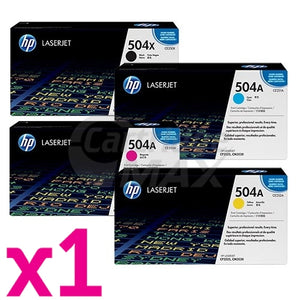 4 Pack HP CE250X-CE253A (504X/504A) Original Toner Cartridges [1BK,1C,1M,1Y]