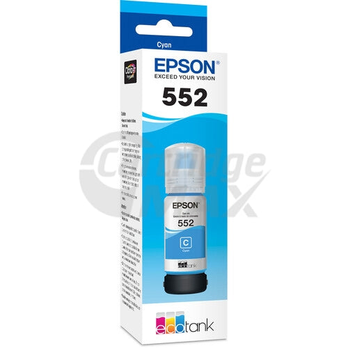 Original Epson T552 Claria EcoTank Cyan Ink Bottle C13T06W292