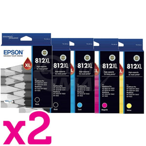 10 Pack Epson 812XL (C13T05E192-C13T05E492) Original High Yield Ink Cartridge Combo [4BK,2C,2M,2Y]