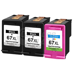 3 Pack HP 67XL Generic High Yield Inkjet Cartridges 3YM57AA + 3YM58AA [2BK,1CL]