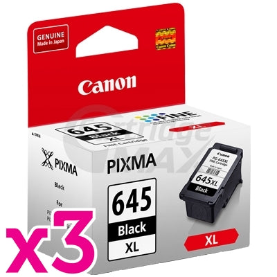 3 x Canon PG-645XL Original Black High Yield Ink Cartridge Cartridges ...