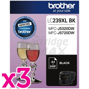 3 x Original Brother LC-239XLBK High Yield Black Ink Cartridge