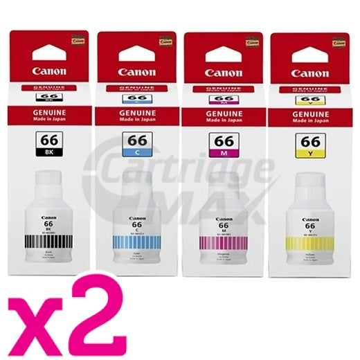 8-Pack Original Canon GI-66 Ink Bottle Combo [2BK,2C,2M,2Y]