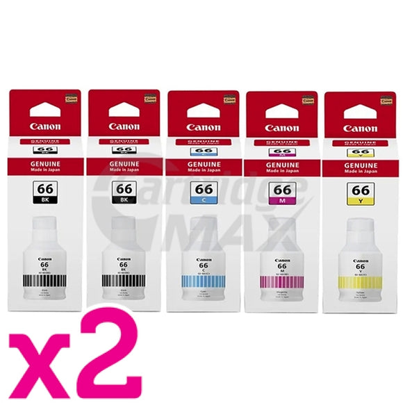 10-Pack Original Canon GI-66 Ink Bottle Combo [4BK,2C,2M,2Y]