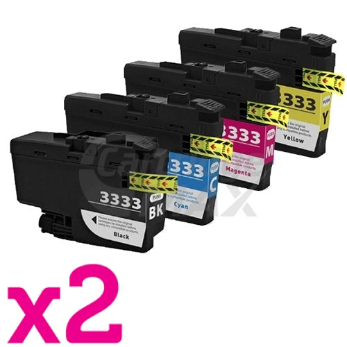 8 Pack Brother LC-3333 Generic High Yield Ink Cartridge Combo [2BK, 2C, 2M, 2Y]