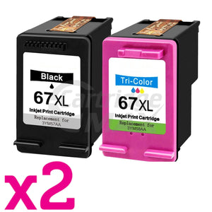 4 Pack HP 67XL Generic High Yield Inkjet Cartridges 3YM57AA + 3YM58AA [2BK,2CL]